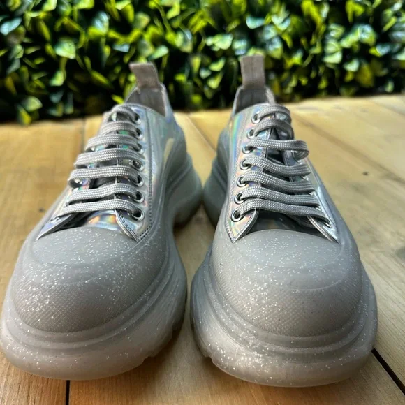 Alexander McQueen Tread Slick Iridescent Sparkle Translucent Sneaker Boots 38 - Picture 6 of 11